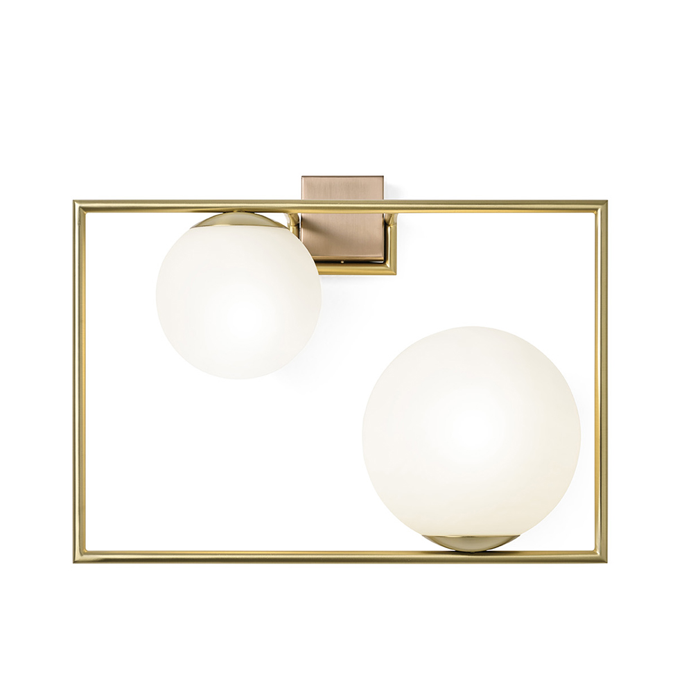 MILOOX – BUBLE lampada da parete Metallo Oro Vetro Bianco Dimmerabile 2 Luci