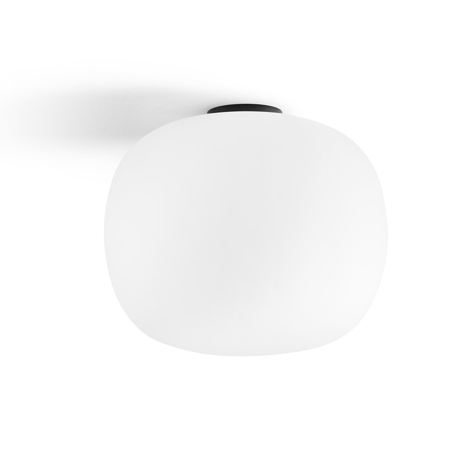 MILOOX Lampada da Soffitto BOMBO Metallo Nero Vetro Bianco 1 Luce D. 30 1744.125