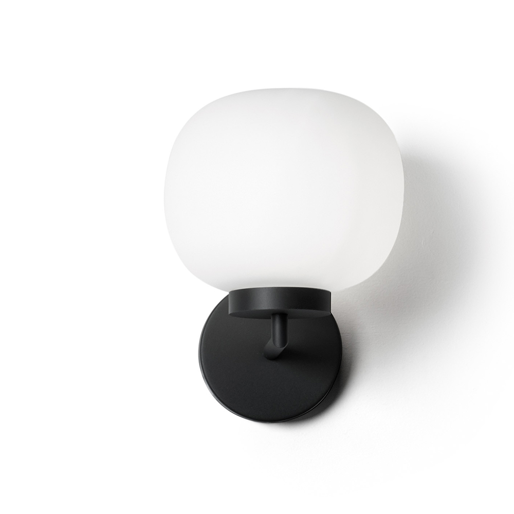 MILOOX Lampada da Parete BOMBO Metallo Nero Vetro Bianco 1 Luce 1744.35
