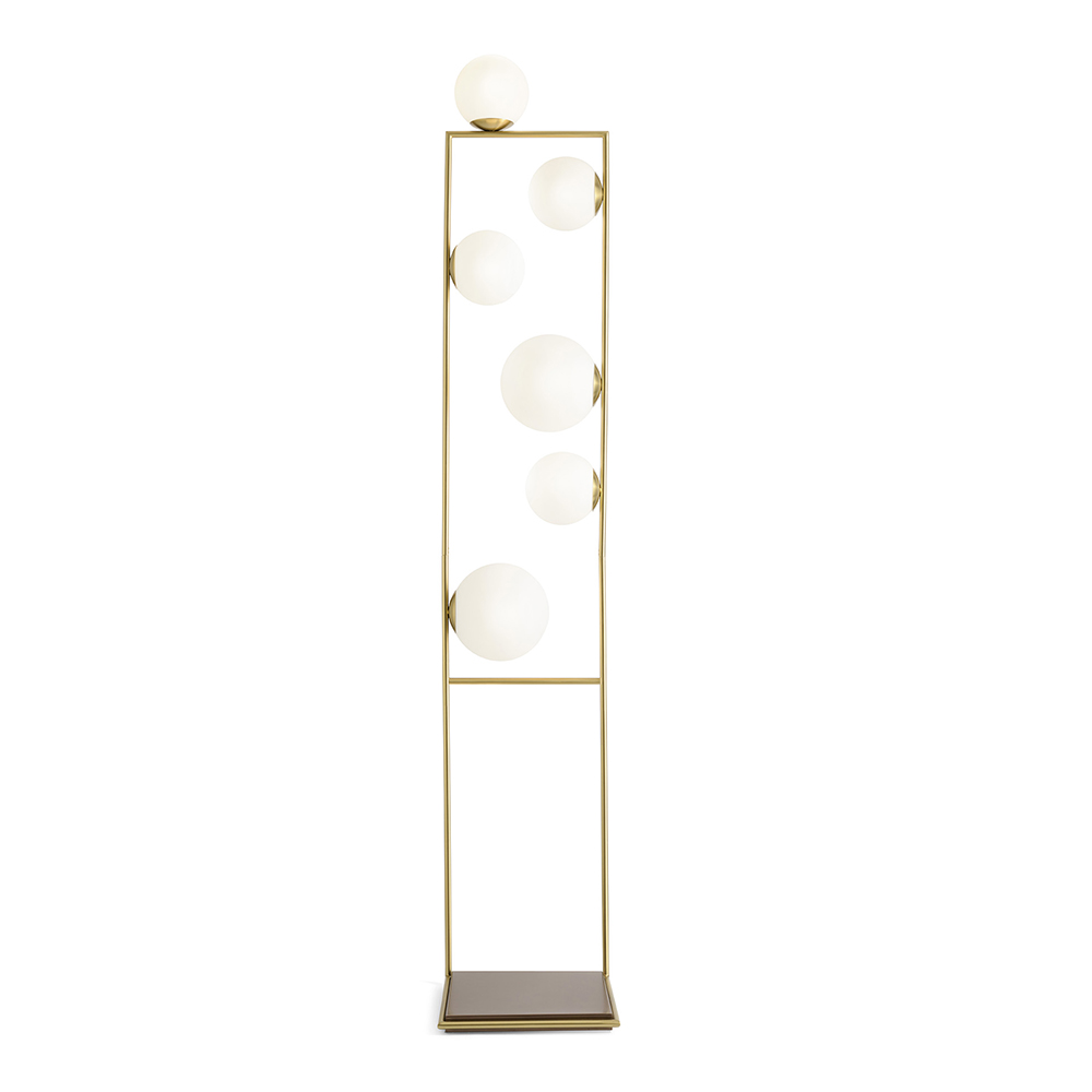 MILOOX Lampada da Terra BUBLE Metallo Oro Vetro Bianco Dimmerabile H. 187 1744.341
