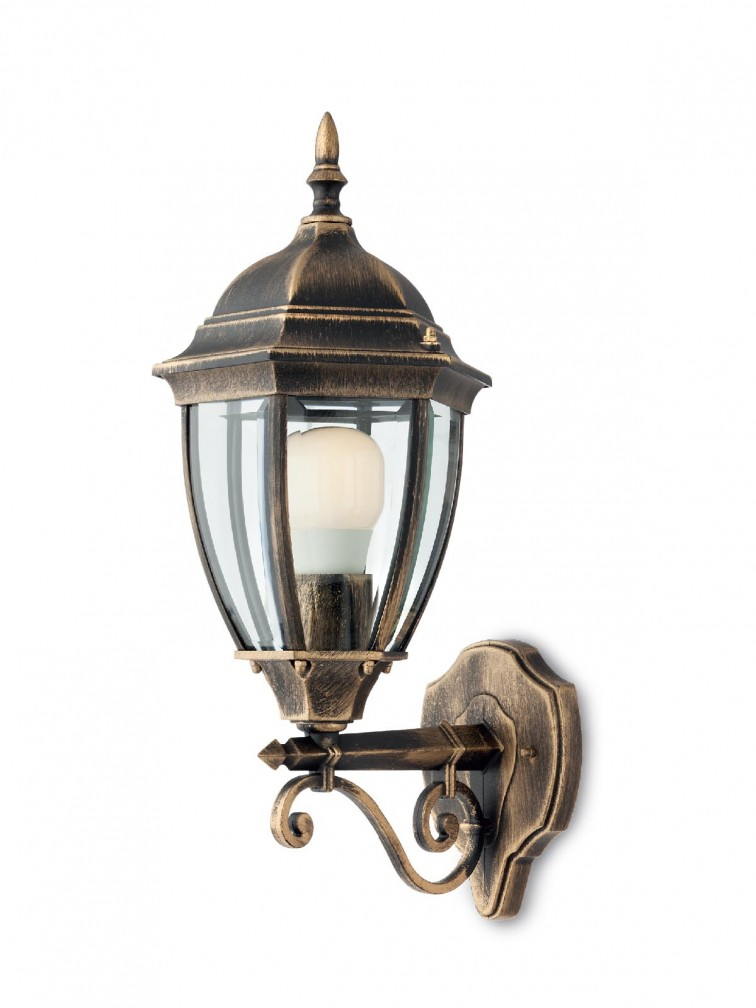Redo Group Applique Classica Da Esterno Sfaccettata Nero Oro 9604