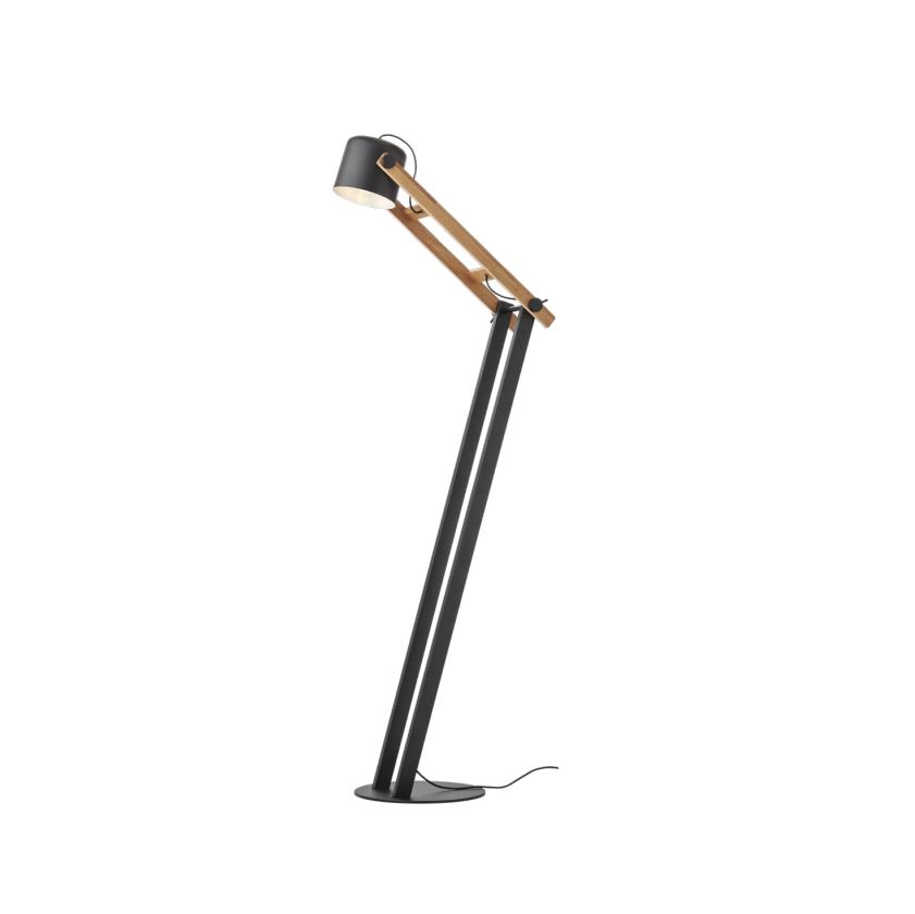 Redo Group Piantana Orientabile Design Industrial Legno Metallo Nero Pooh