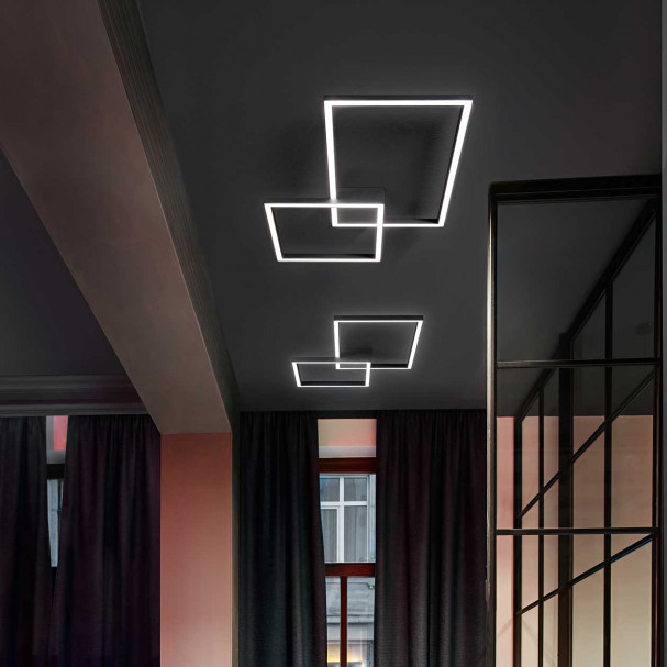 Perenz Plafoniera Cross a LED in alluminio verniciato nero  - 45W - 3000k-4000k-6000k -6595N
