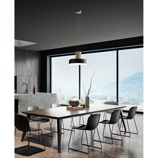 Fabas Luce Sospensione a LED dimmerabile diffusore in vetro Lunar - 26W - 2700K-3000K-4000K nero 3800-40-101