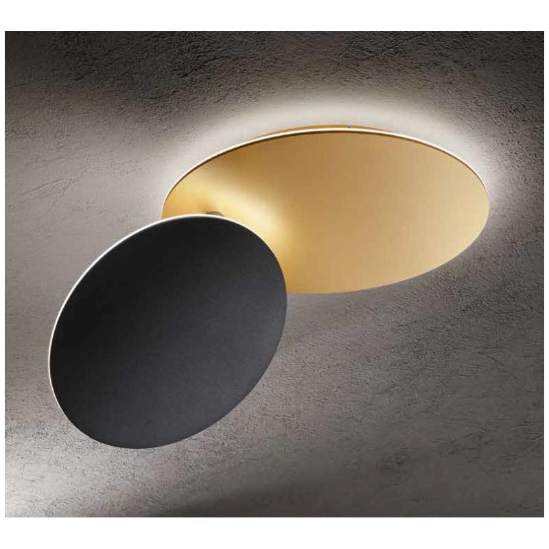 PERENZ DRUM  PLAFONIERA APPLIQUE ORIENTABILE BIEMISSIONE LED 33W LUCE 3000K  ORO/NERO 8230 OR LC