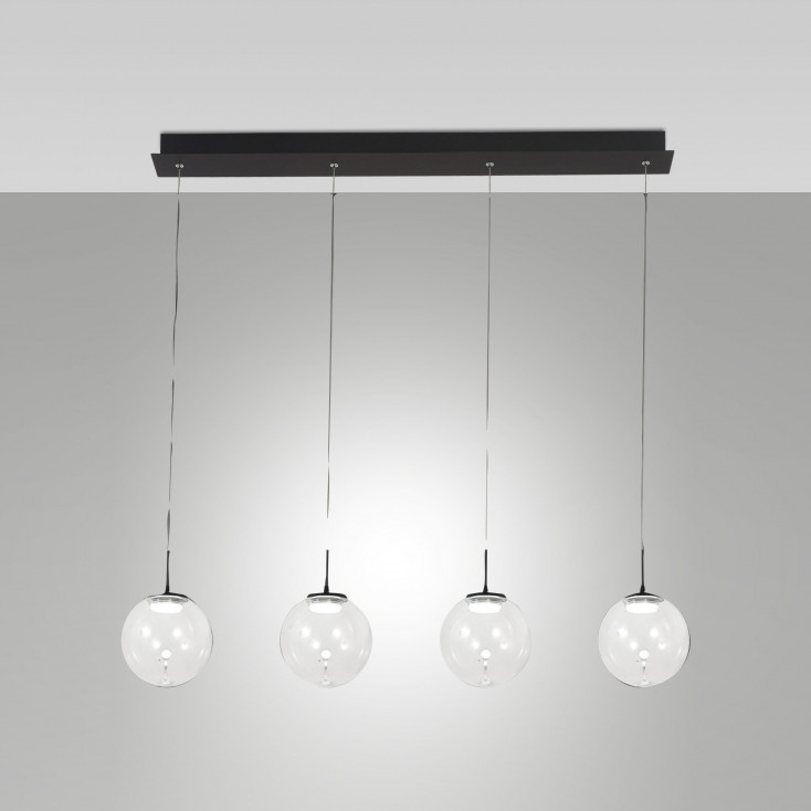 FABAS LUCE sospensione Ariel - 28W a LED con 4 diffusori in vetro a boccia 3770-48-372